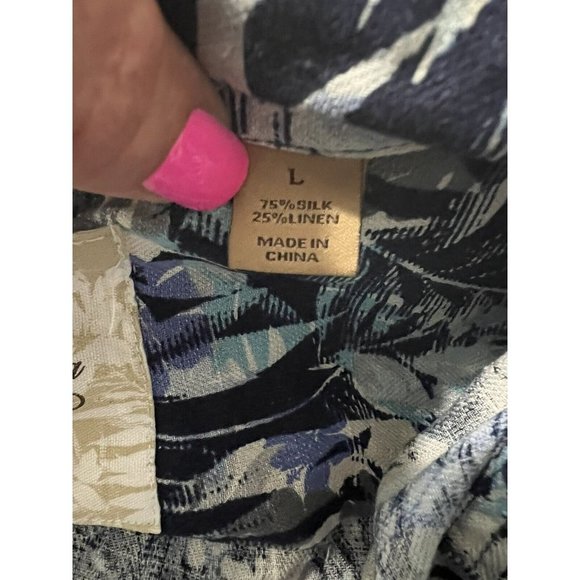 Tasso Elba Hawaiian Mens Button Down Shirt Size L Blue Floral Print Silk… - Picture 5 of 6